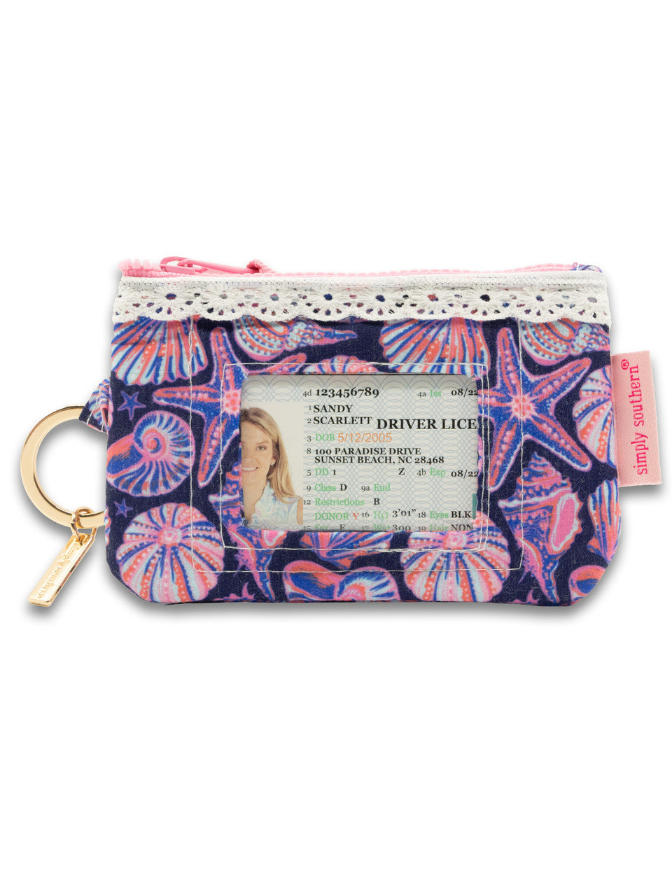 Simply Southern Pink Shells ID Wristlet