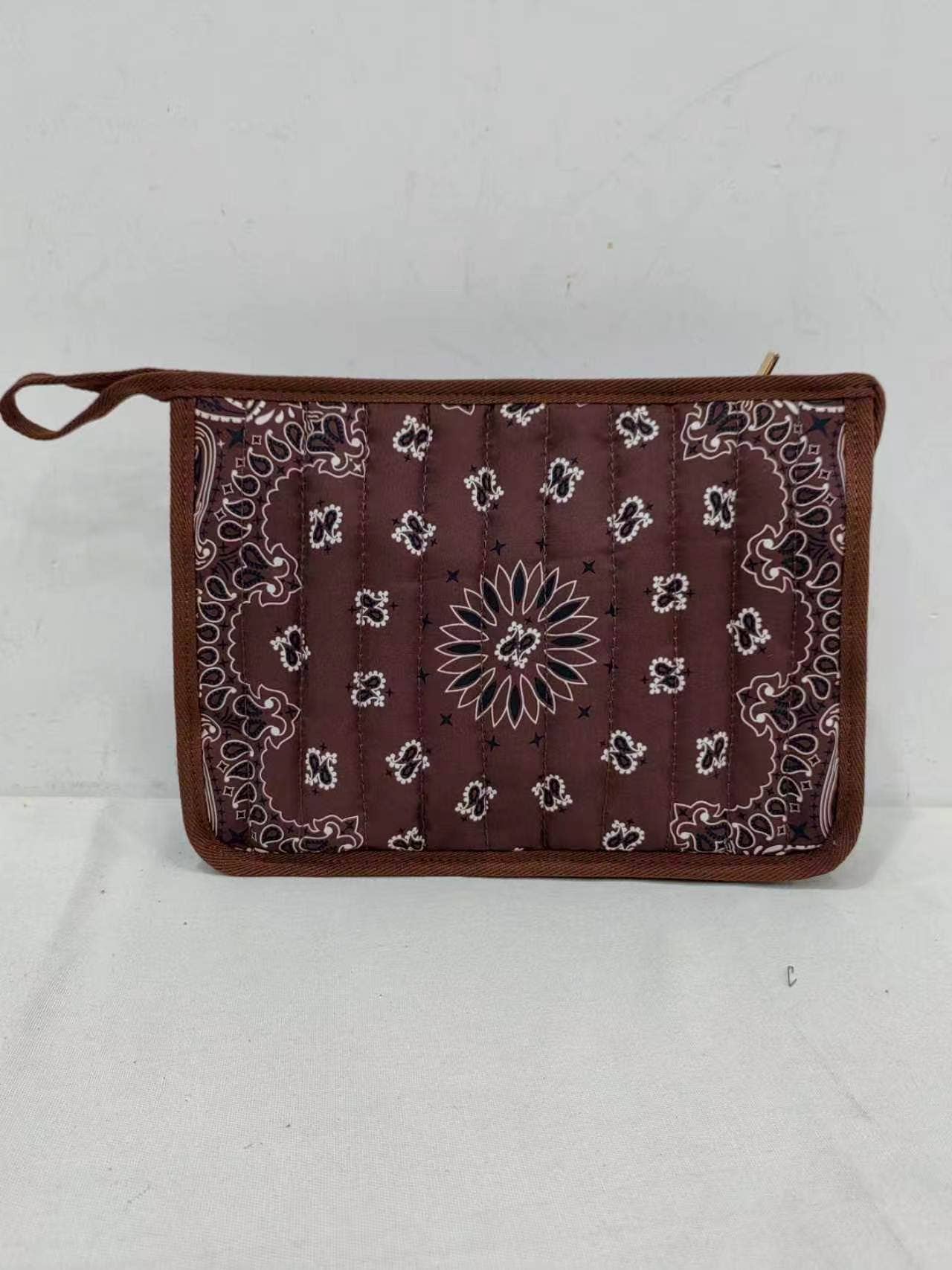 Beau Brown Bandana Print Pouch