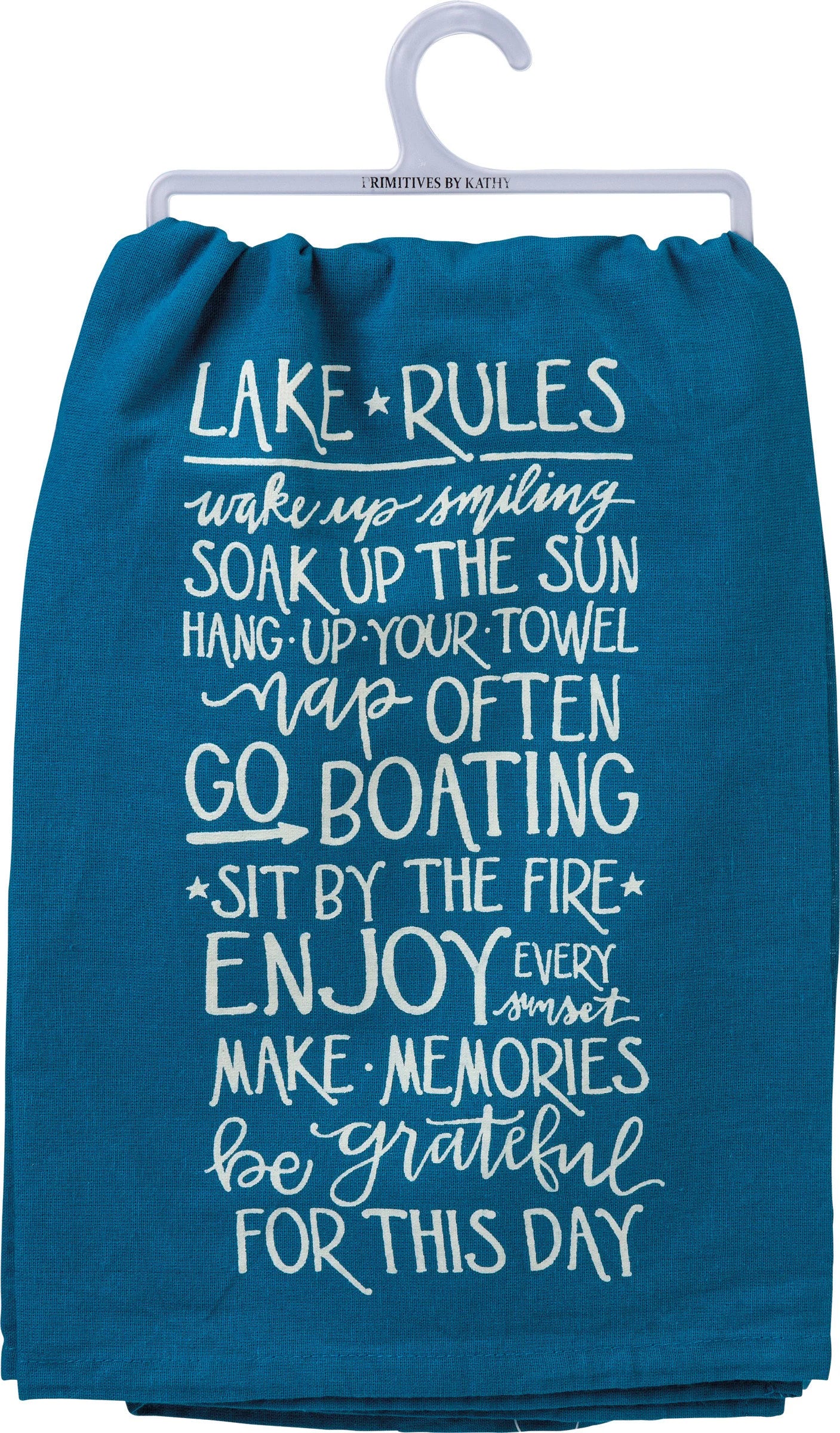 Lake Rules Wake Up Smiling Kitchen Towel