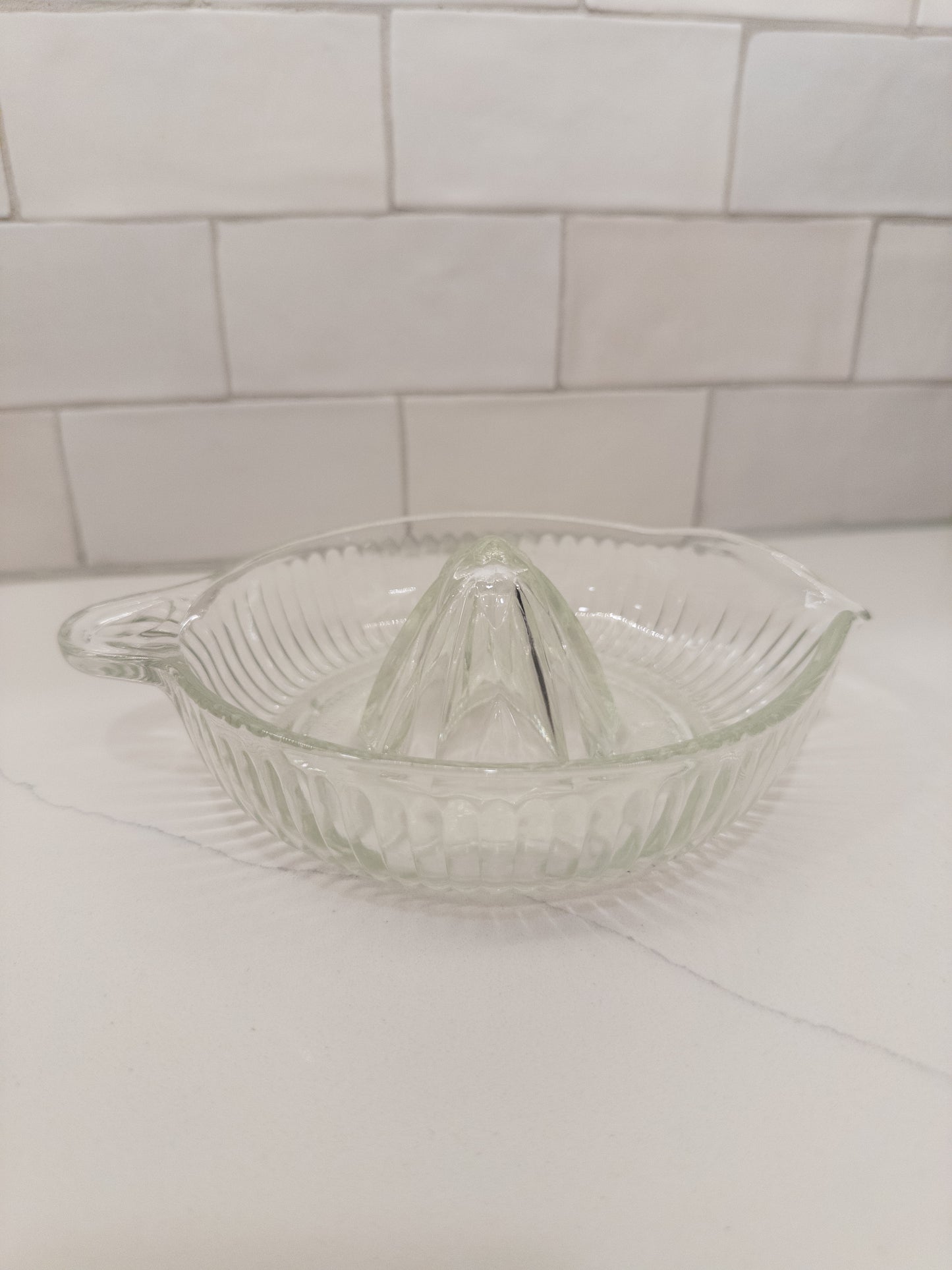 Vintage Clear Citrus Reamer w/ Ribbed Exterior + Pour Spout