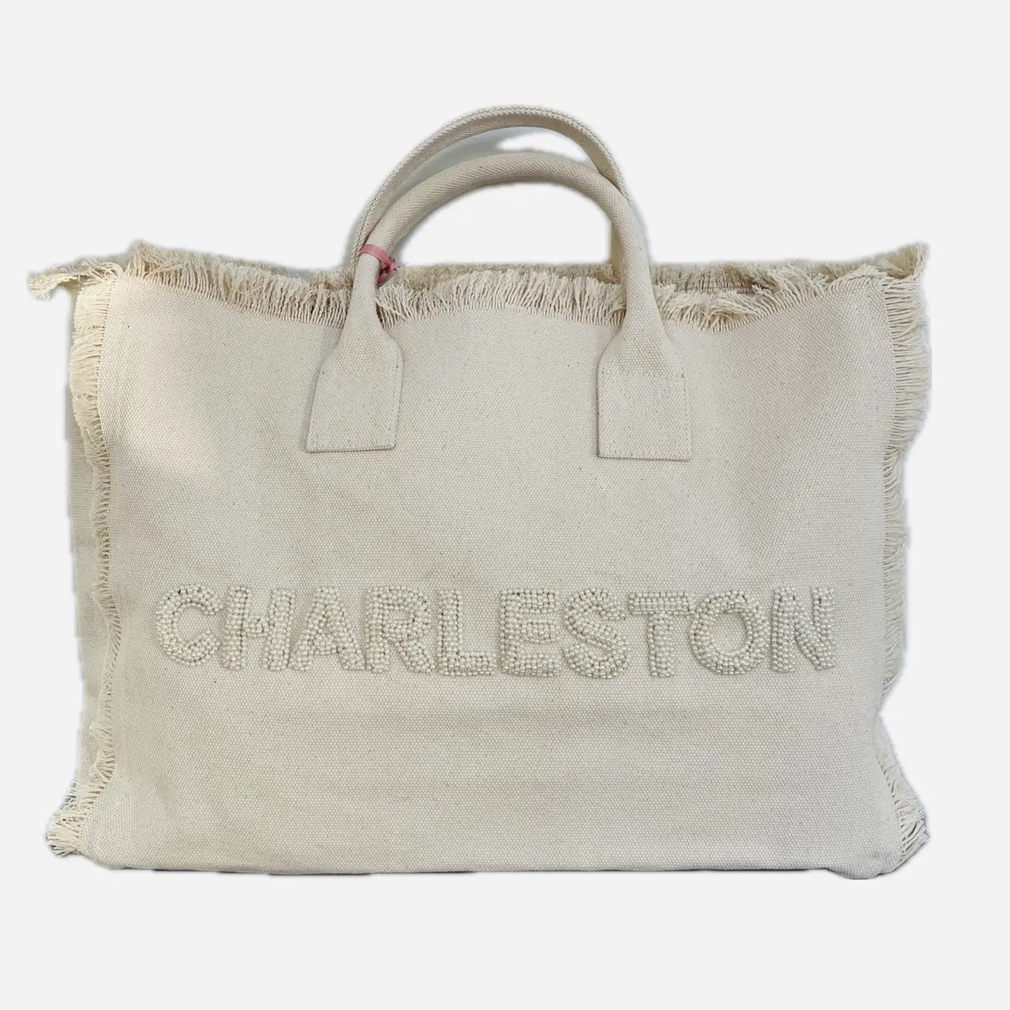 Custom Fringe Canvas Tote, Pearl Beads