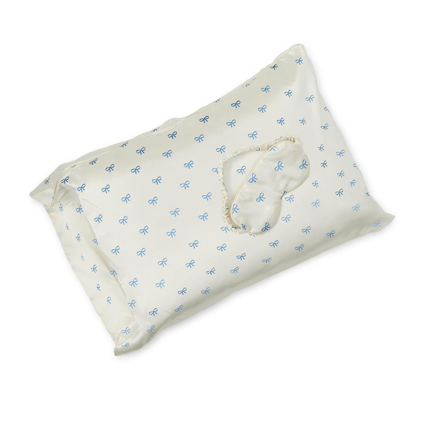 Bow Satin Pillowcase and Eye Mask Set (*Multiple Colors*)