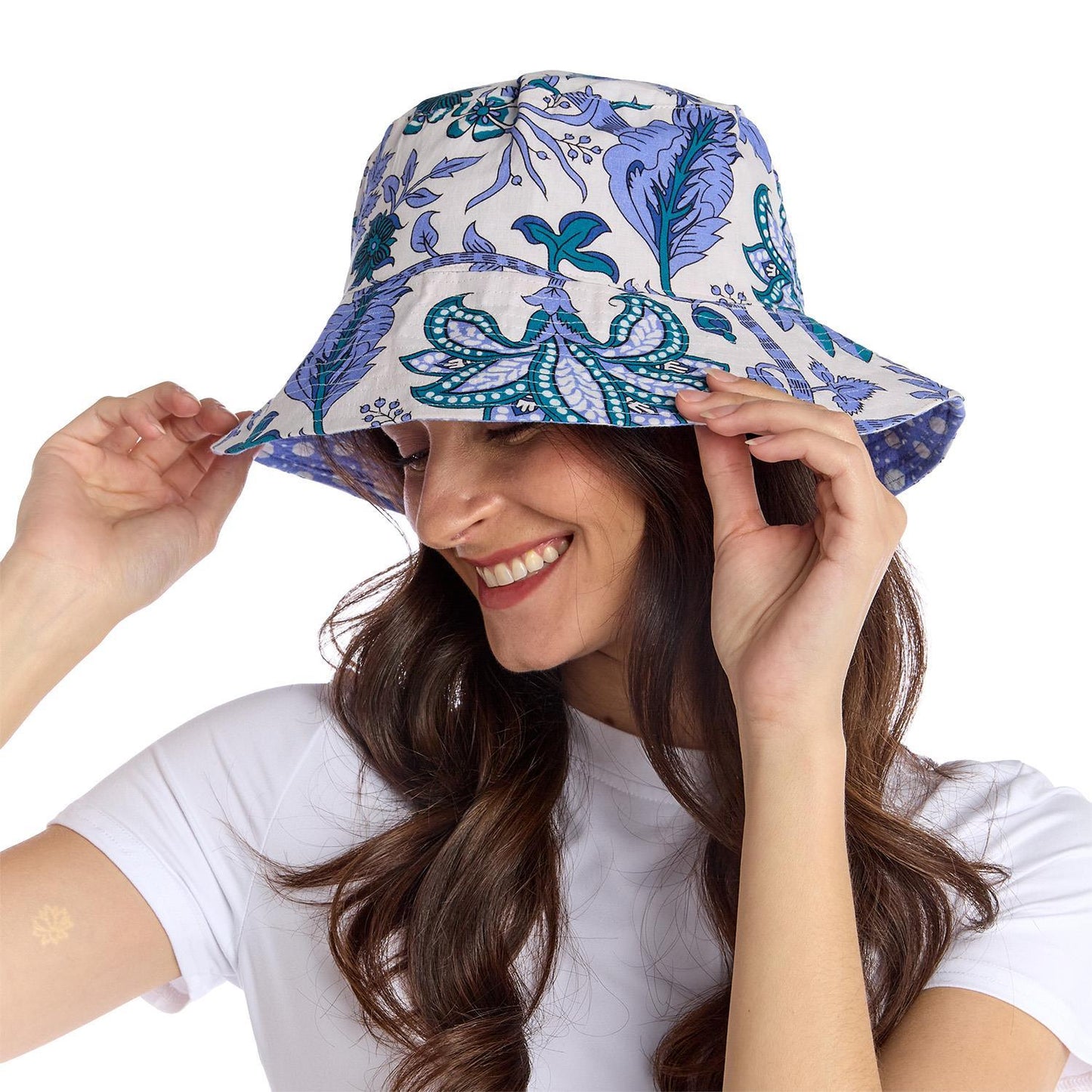 Coastal Cool Cotton Block Printed Reversible Sun Hat