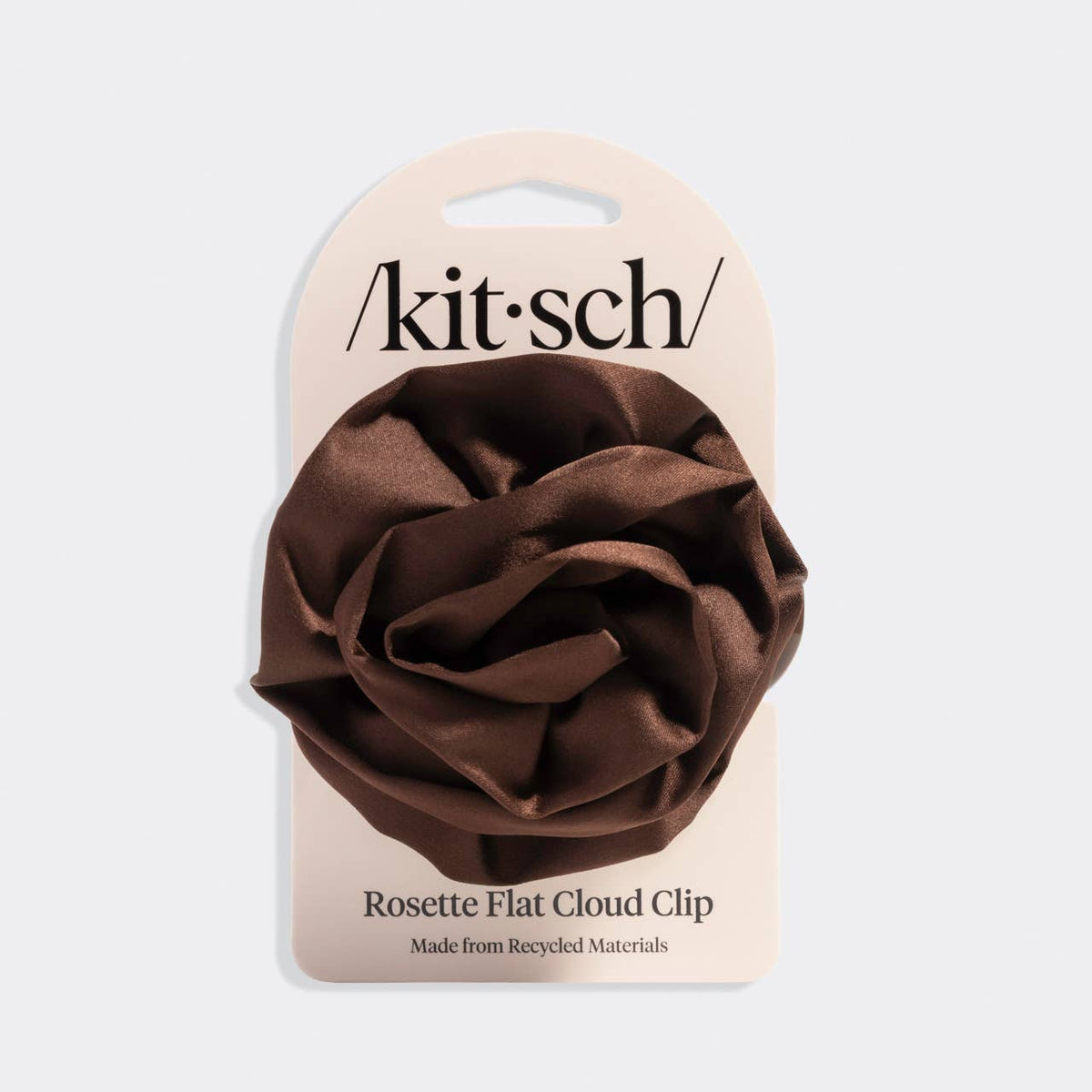 Satin Rosette Medium Flat Cloud Clip - Chocolate