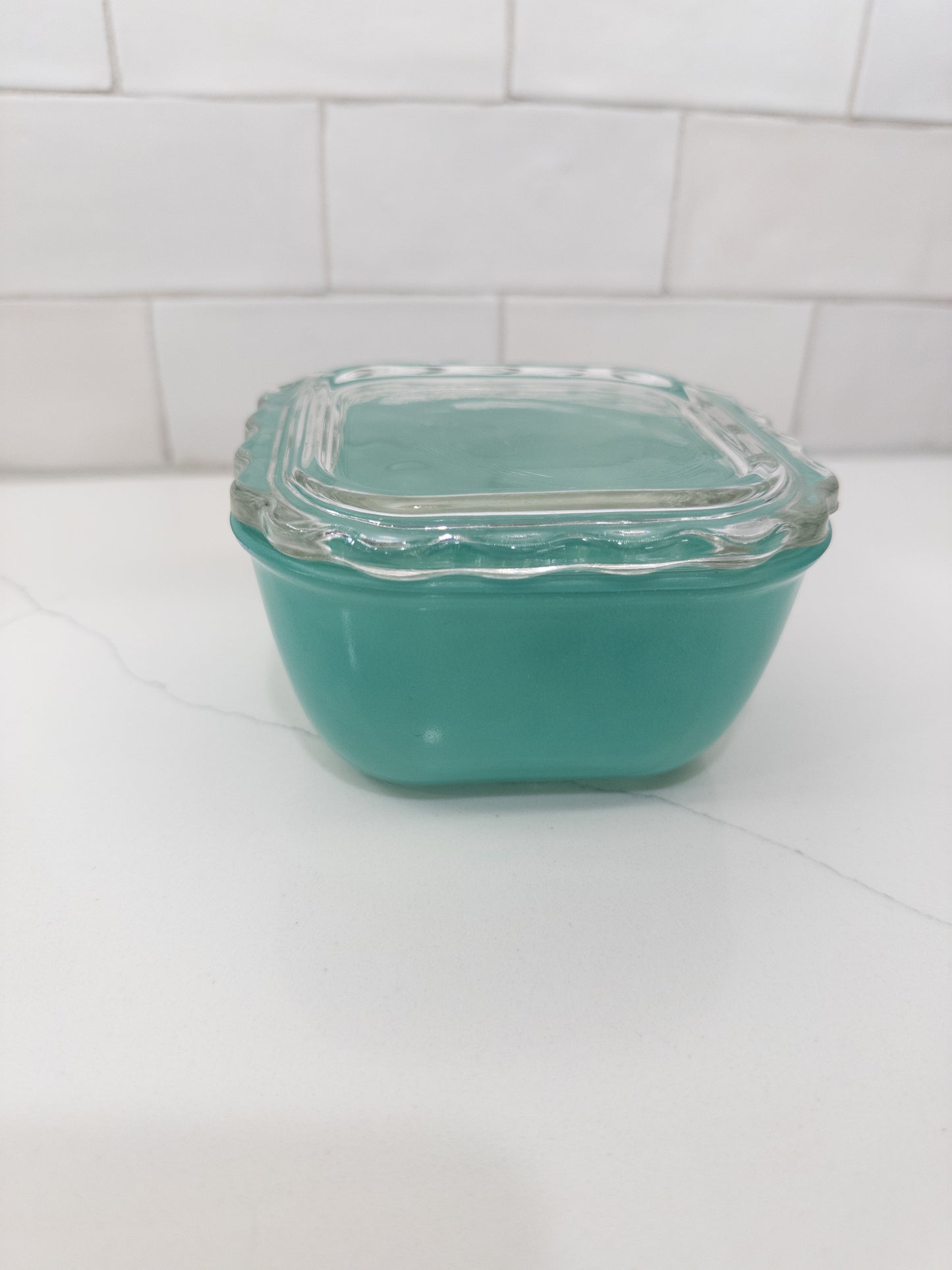 S/2, Vintage Jeannette Refrigerator Dishes w/ Ruffed Rims