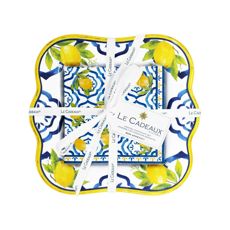 Palermo Decorative Melamine Napkin Holder & Cocktail Napkins Gift Set