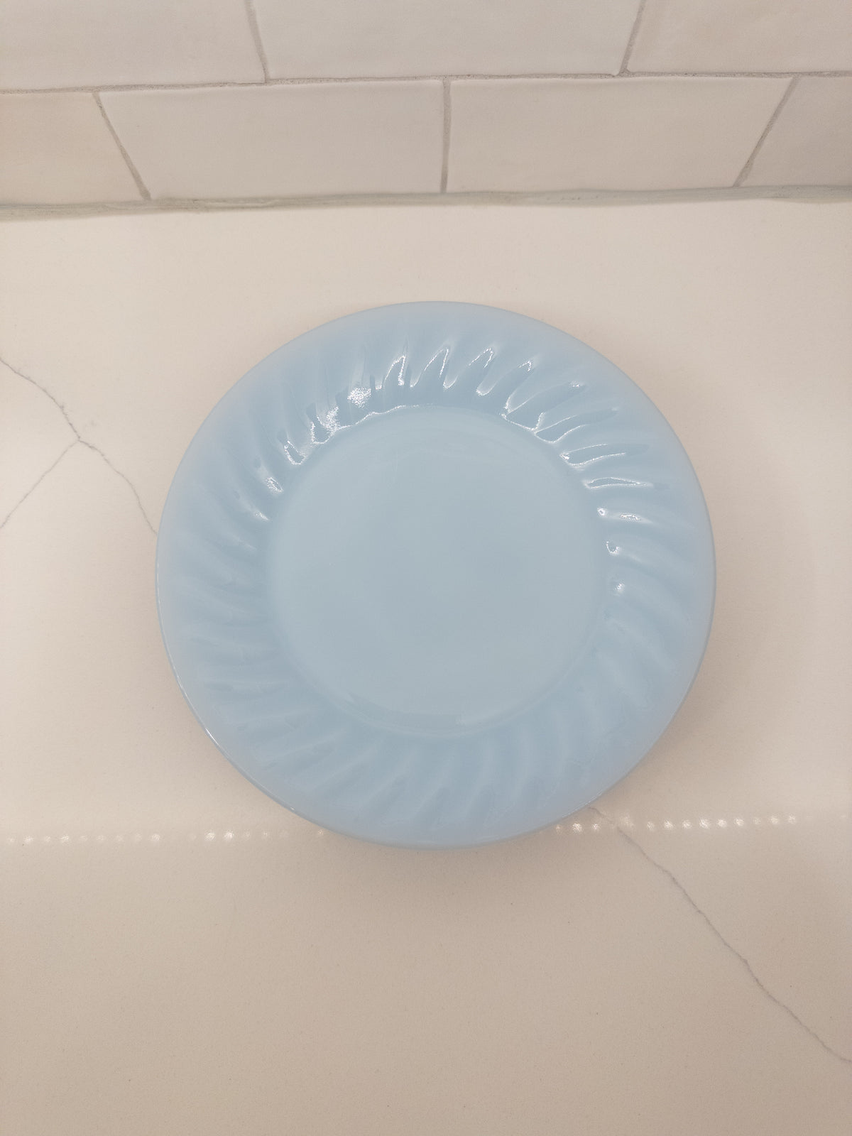 S/4, Vintage Fire King Azurite Delphite 7 1/2" Swirl Plates