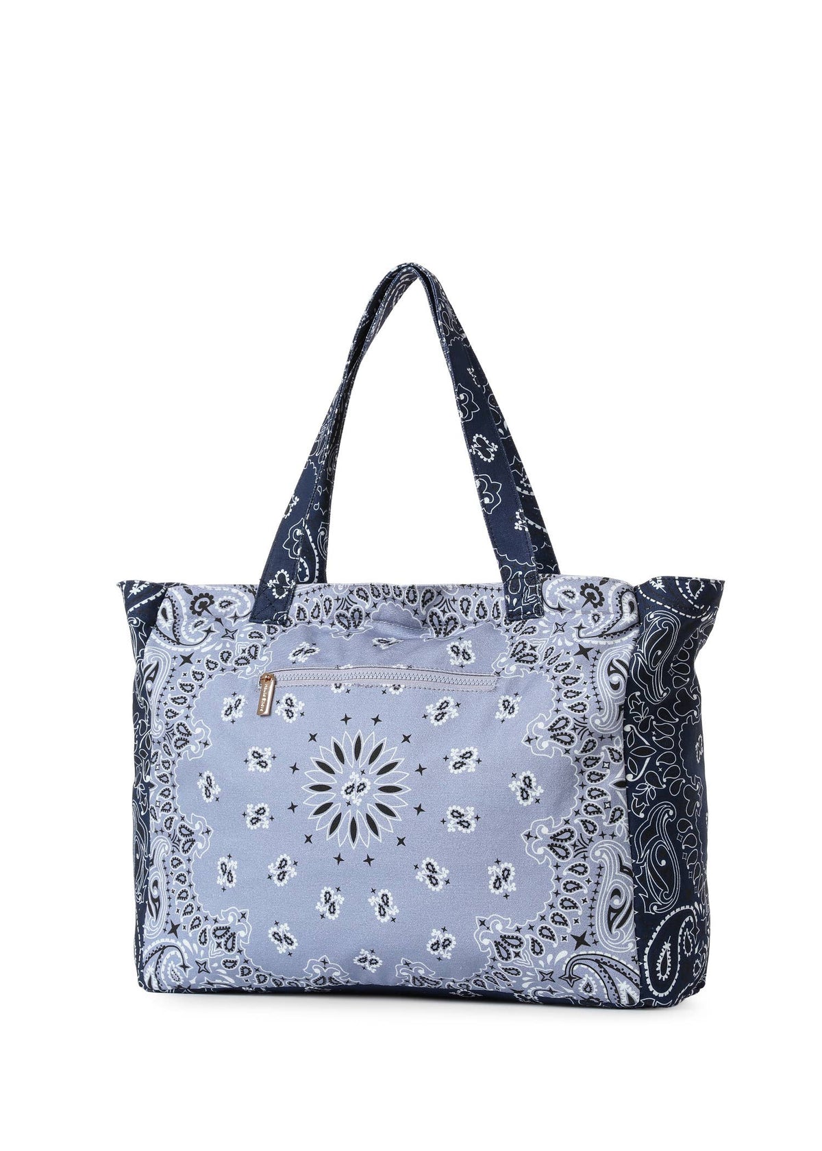 Bailey Light Blue/Navy Bandana Print Canvas Tote