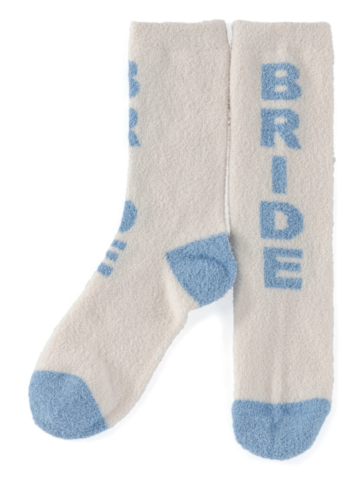 Blue "Bride" Ivory Fuzzy Socks
