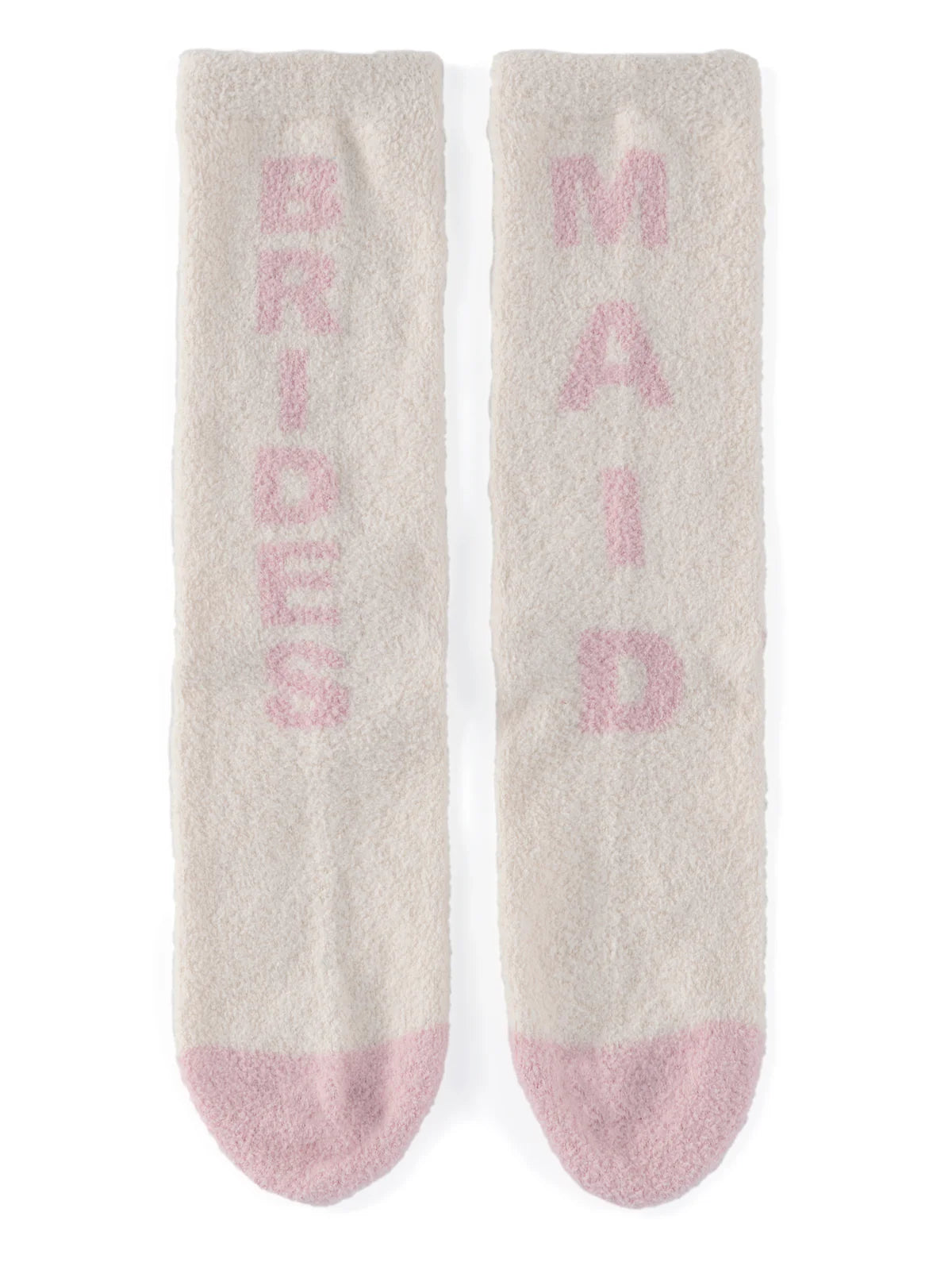 Pink "Bridesmaid" Ivory Fuzzy Socks