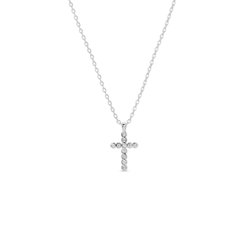 Silver Delicate Cubic Zirconia Cross Pendant