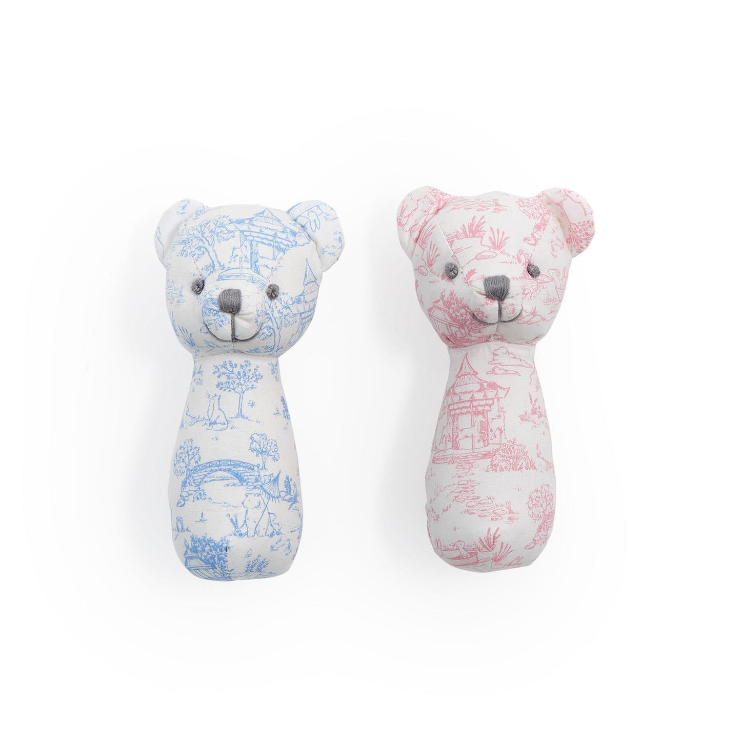 Animal Toile Pattern Teddy Bear Rattle on Gift Card (*Two Colors*)