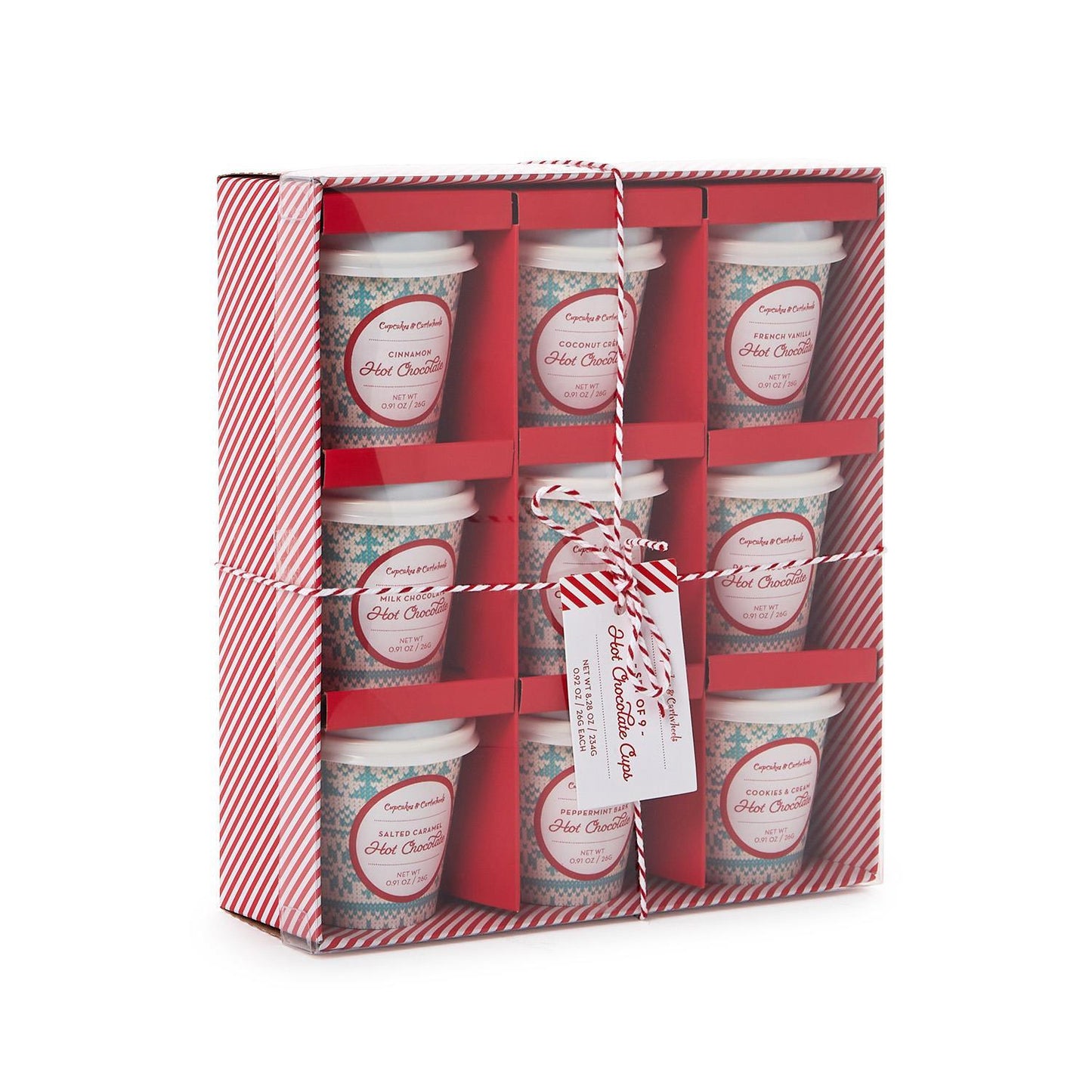 Holiday Set of 9 Hot Chocolate Cups in Gift Box