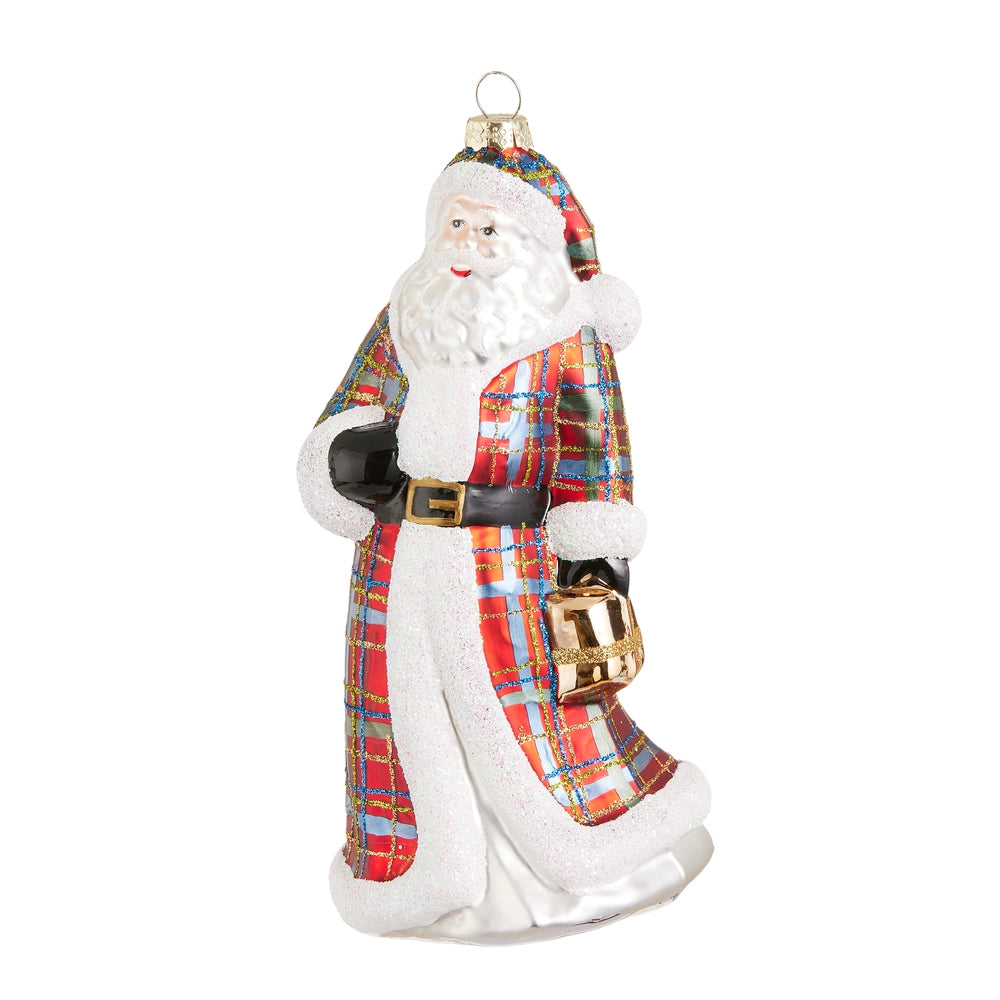 7.5" Plaid Santa Ornament