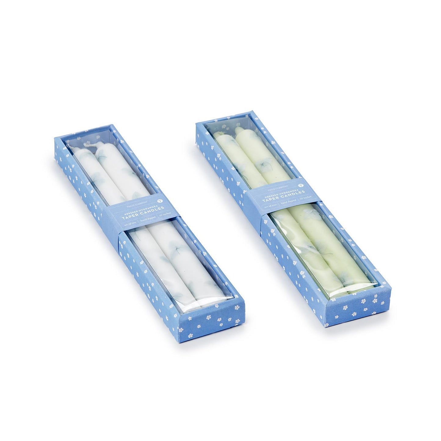 Hand-Crafted Taper Candles with Hydrangea Petal Decal in Gift Box
