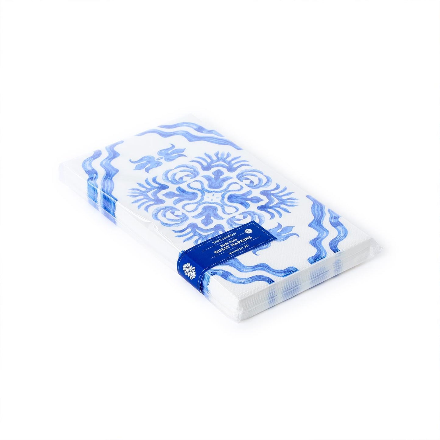 Blue Tile Block Print 3-Ply Paper Dinner Napkin / Guest Towel
