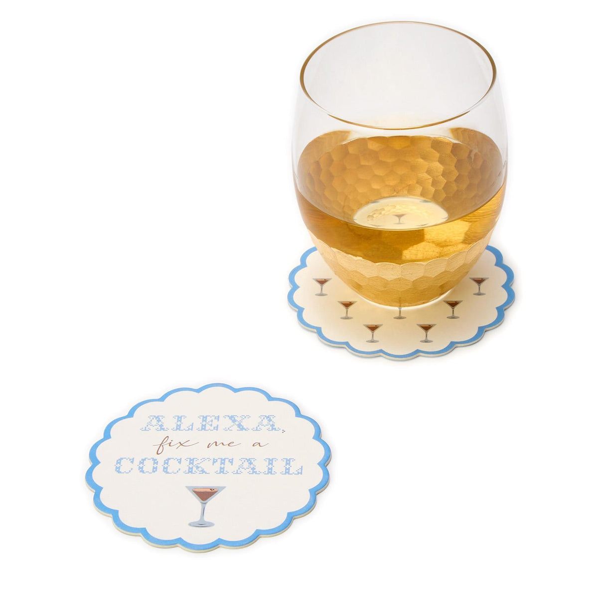 'Cocktails First' Set of 24 Heavyweight Paper Coasters in Gift Box