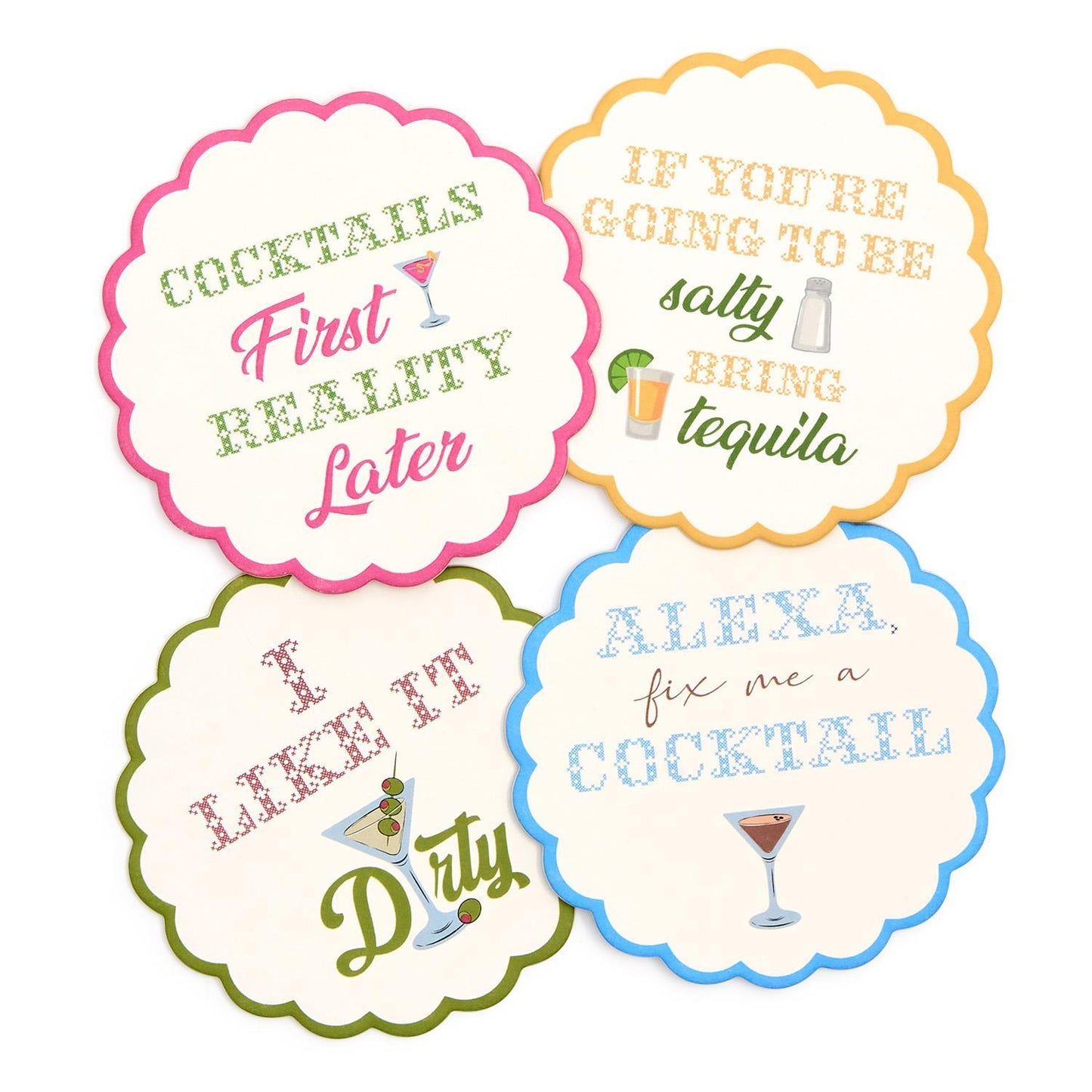 'Cocktails First' Set of 24 Heavyweight Paper Coasters in Gift Box
