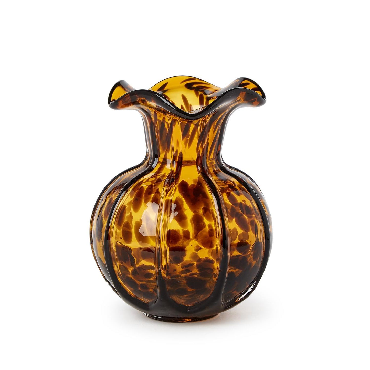 Ruffled Tortoise Hand-Blown Glass Vase