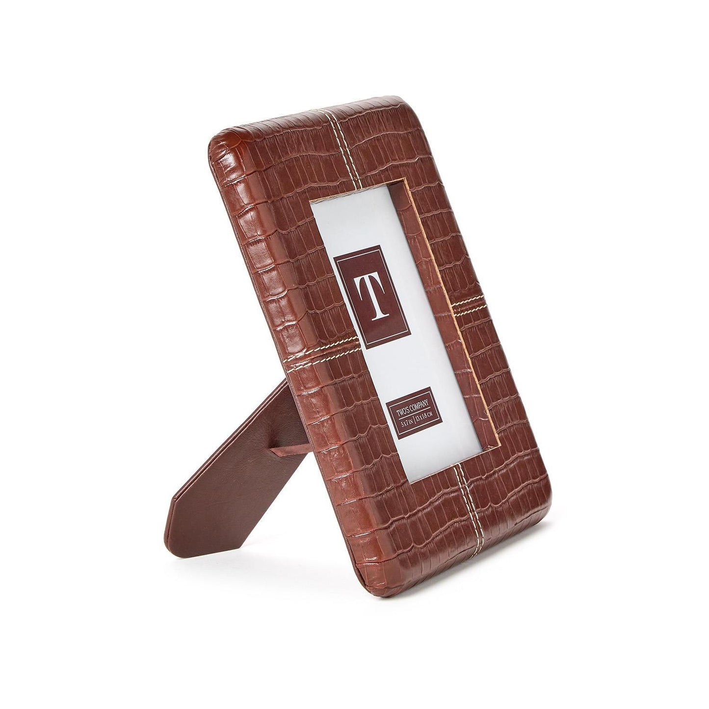 Chestnut 5x7 Genuine Leather Reptile Pattern Photo Frame