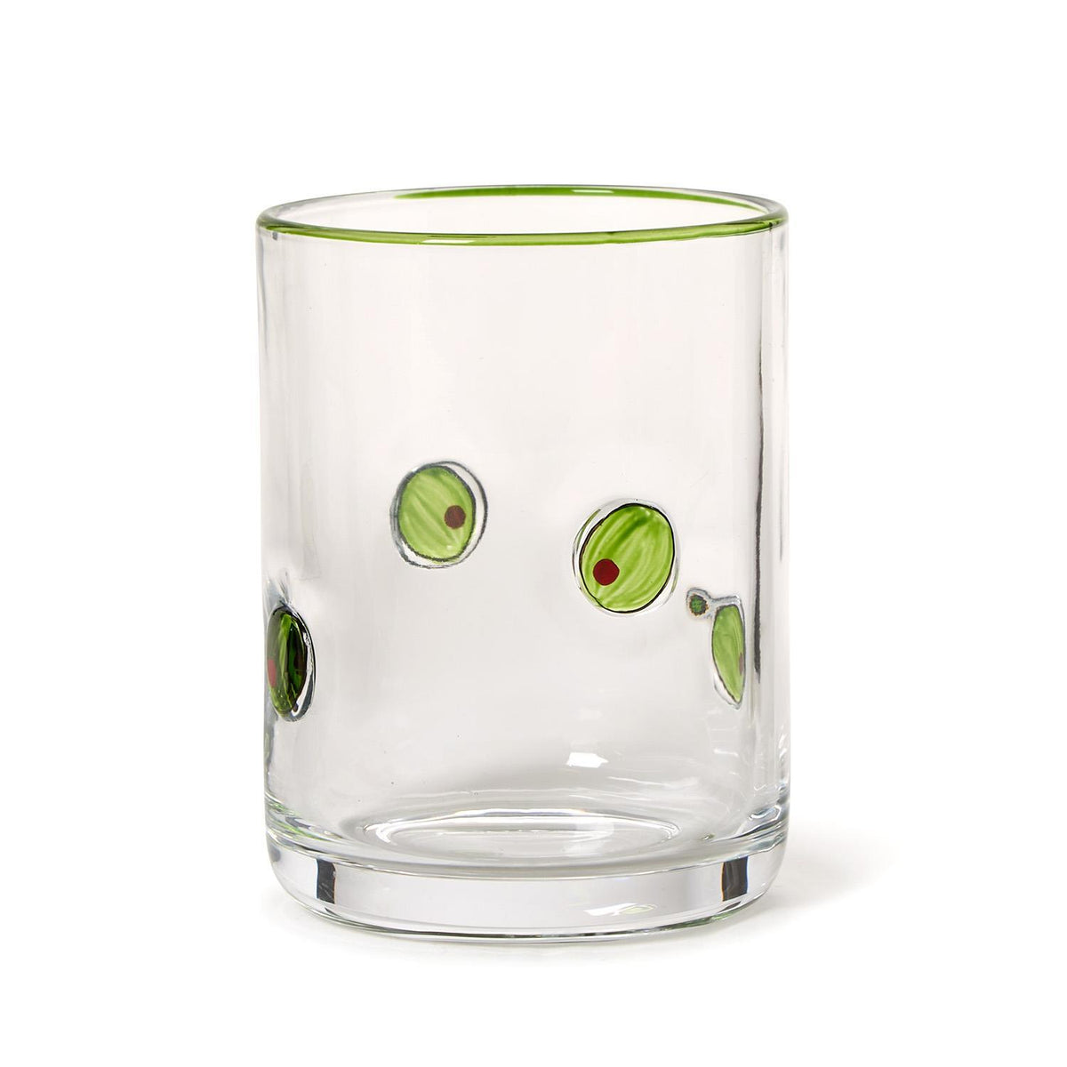 Martini Olive Double Old Fashion Hand-Painted Glass