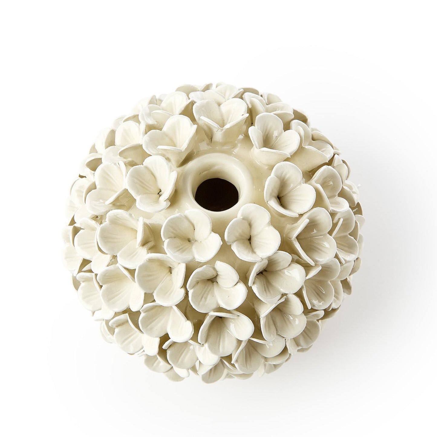 Hand-Crafted White Hydrangea Flower Bud Vases/Taper Candlestick Candleholders