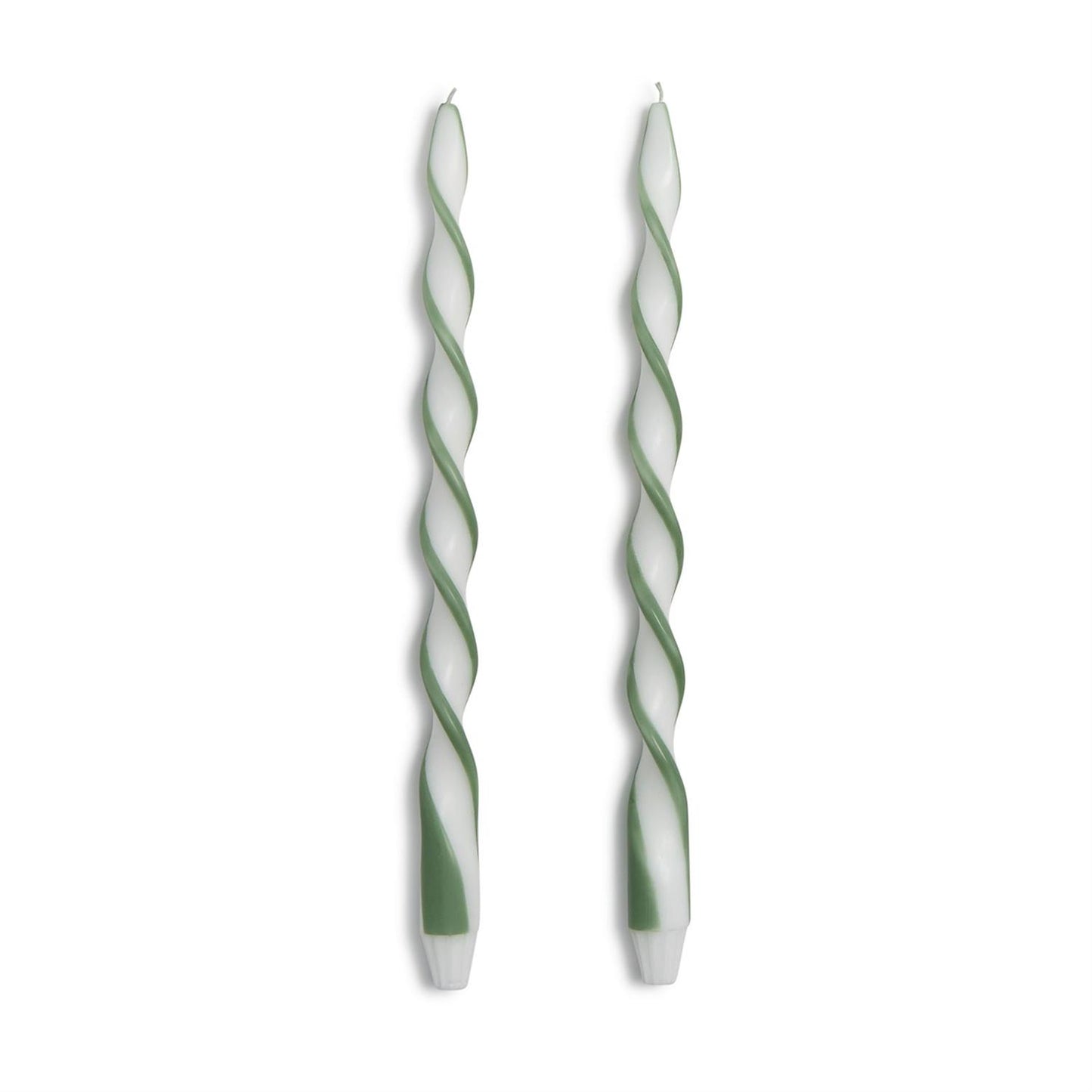 S/2 Twist and Glow Green Ribbon 15 3/4" Twist Taper Candles in Gift Box