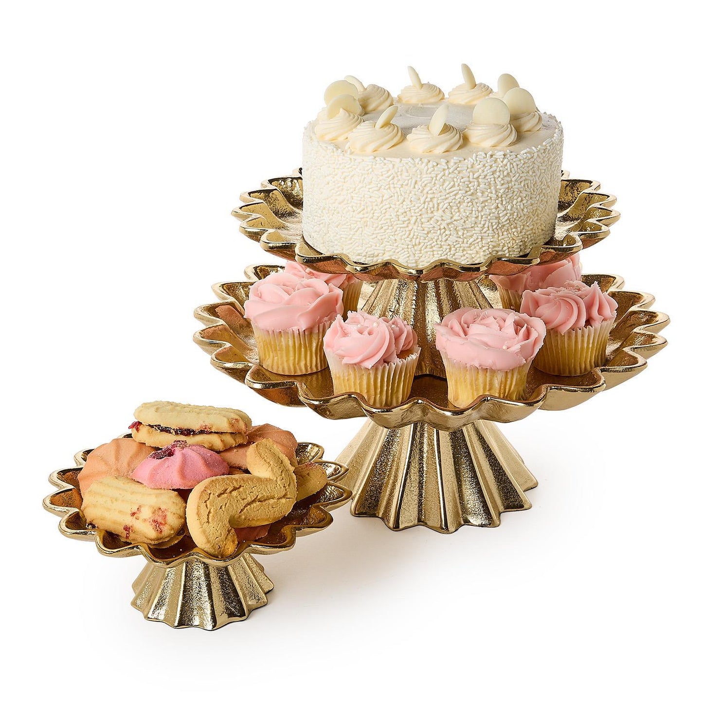 Scalloped Edge Gold Cake Stands (*Three Sizes*)