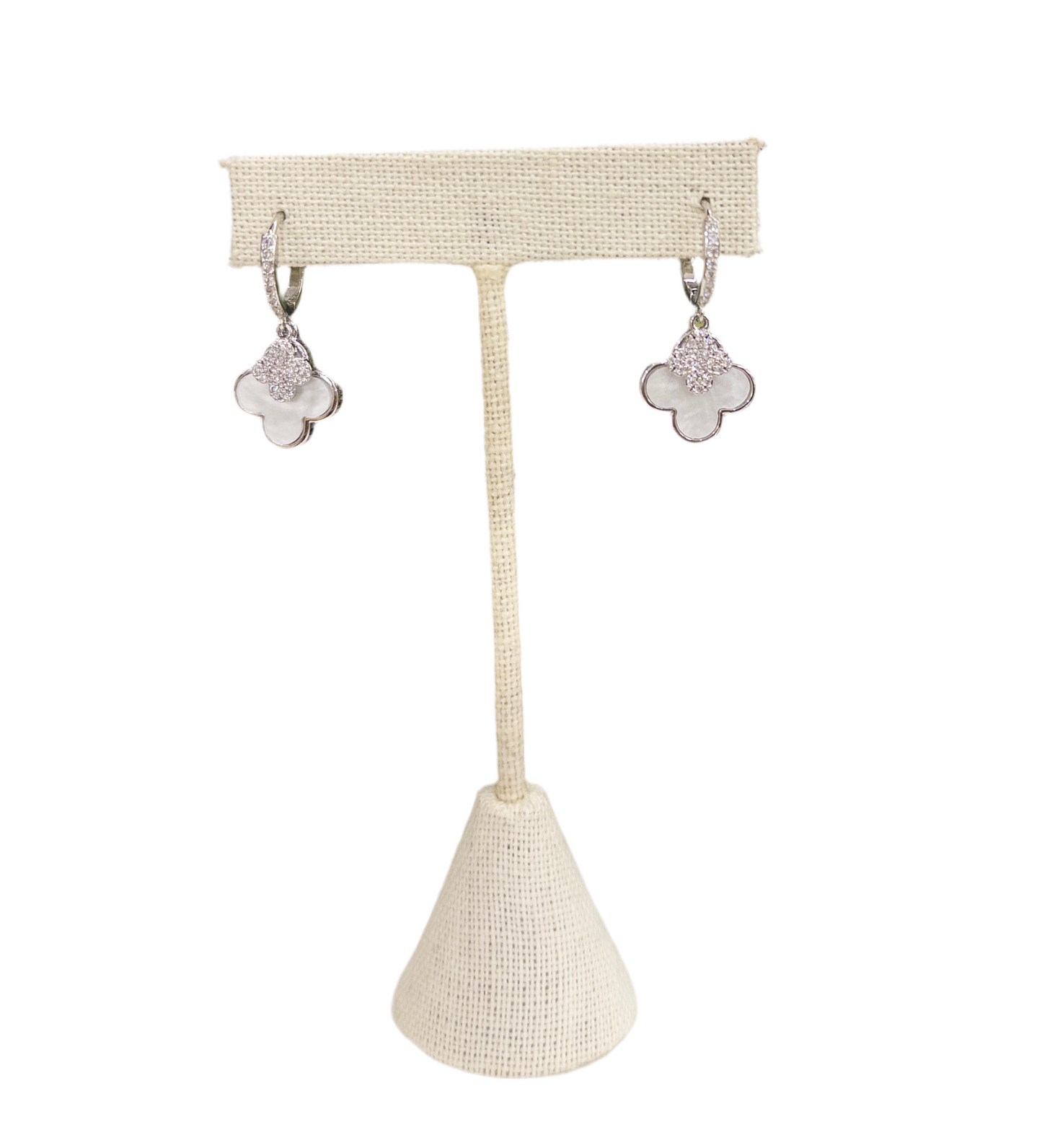 MOP Silver Clover Dangle Earrings