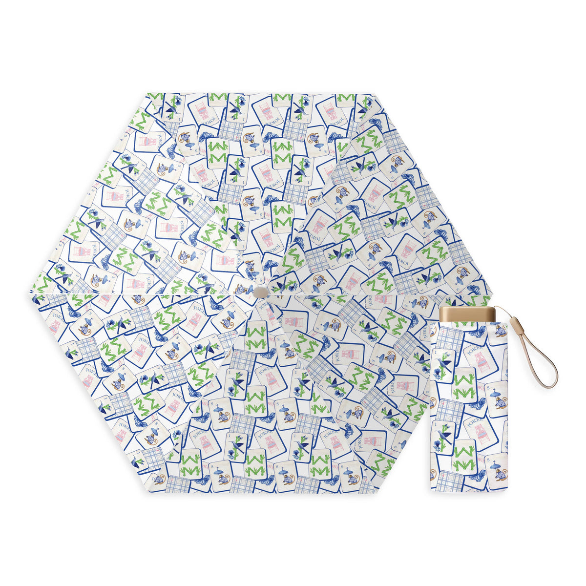 Mahjong Blue White Umbrella by Toss Designs