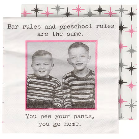 Bar Rules And Preschool Rules Cocktail/Beverage Napkin