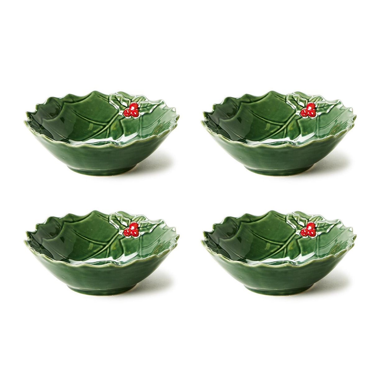 Holiday Holly Tidbit Bowls with Berries