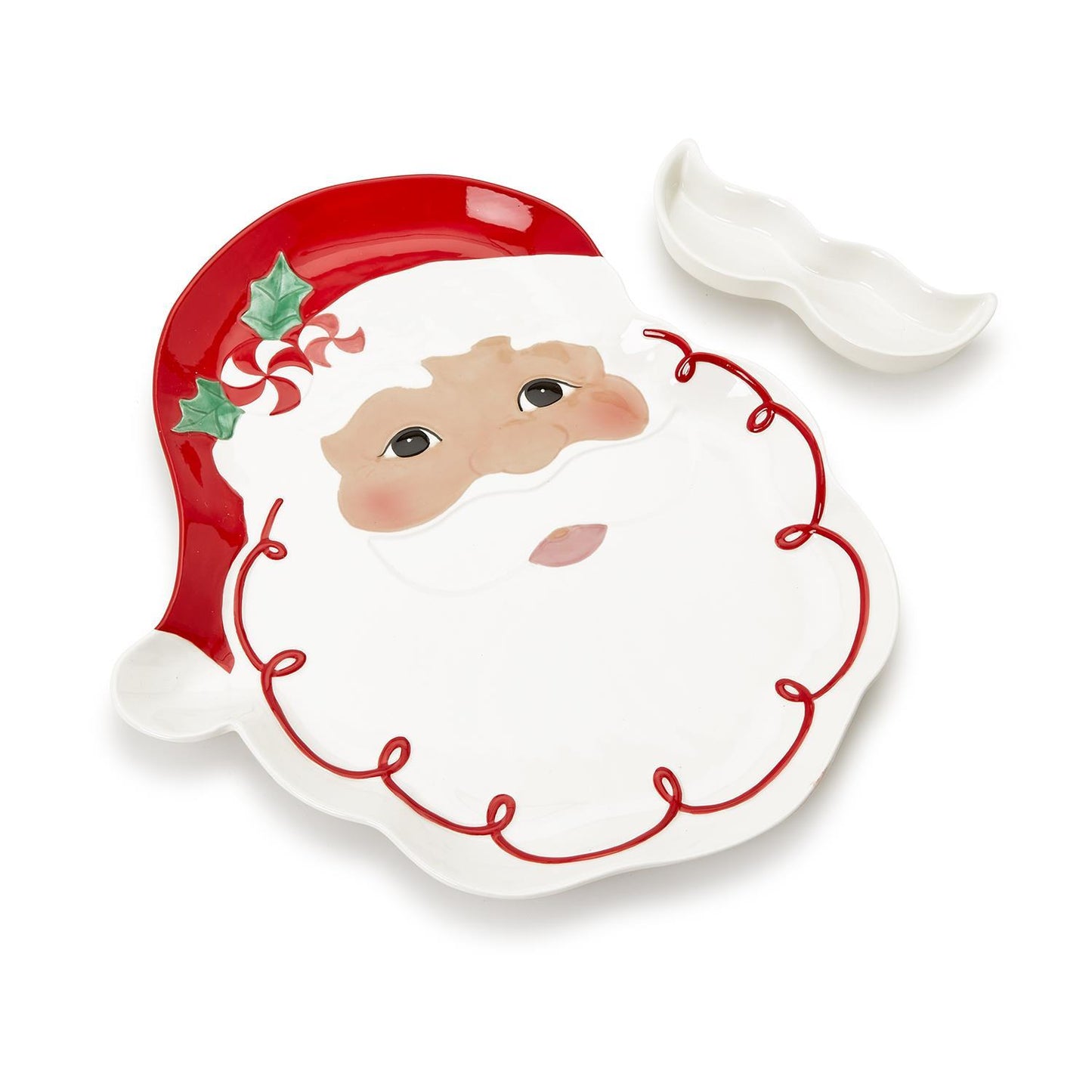 Santa Platter with Removeable Mustache Dipping Bowl