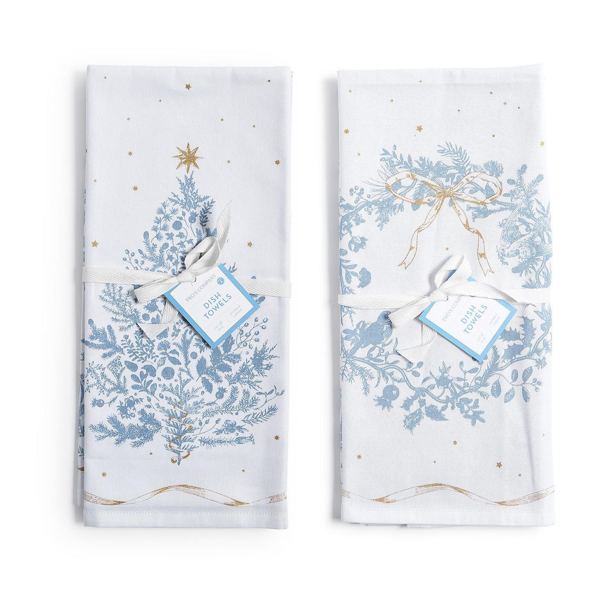 S/2 Gilded Cottage Tree Dish Towel