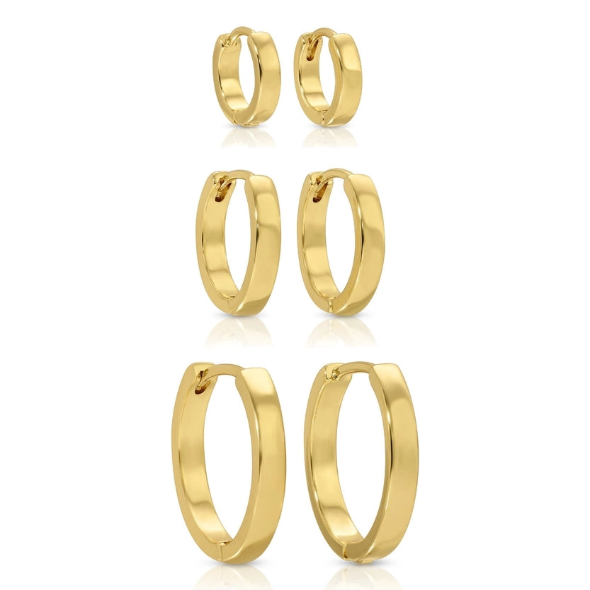 Gold Huggies Flat Basic Style, Set of 3