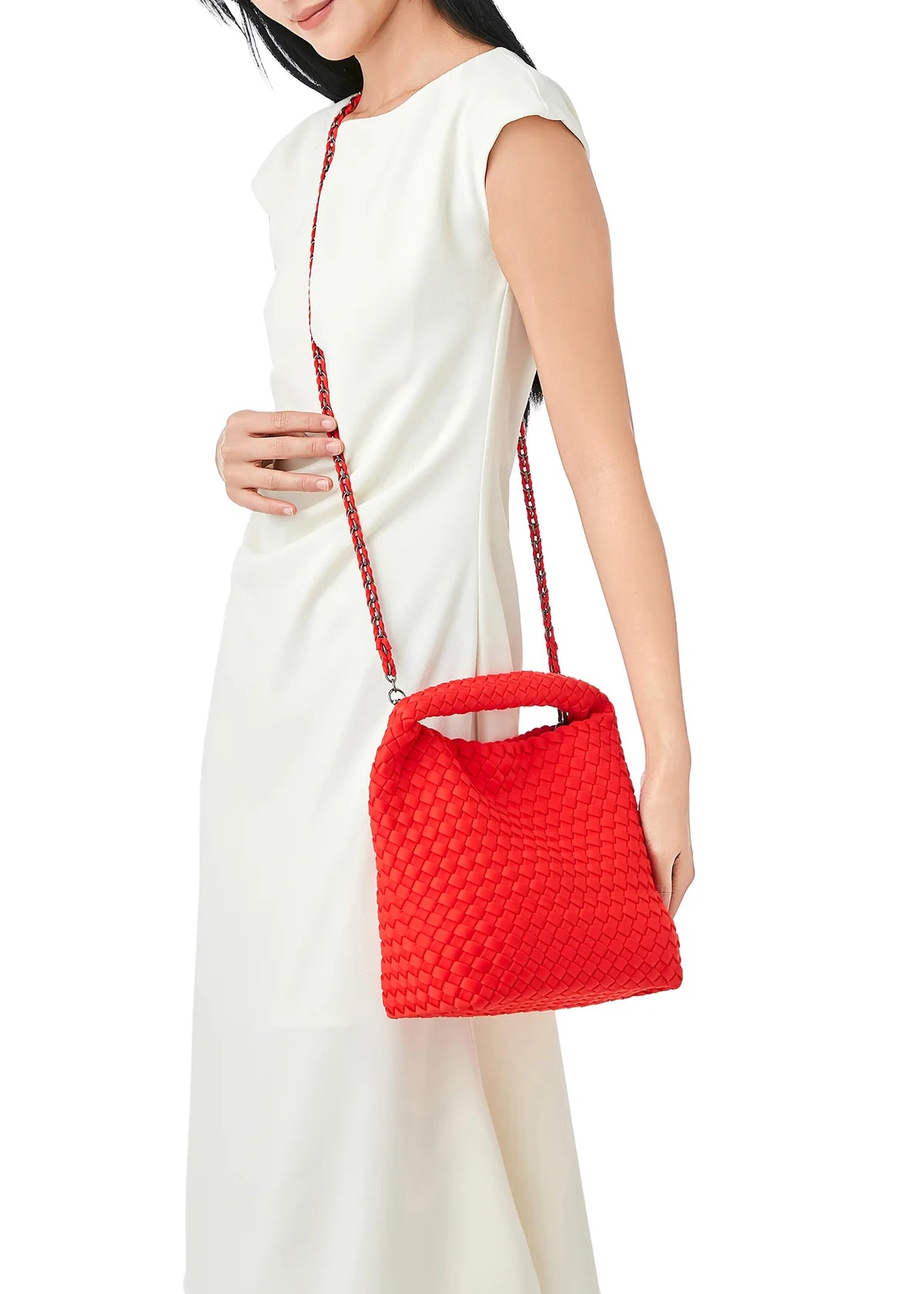 Shelly Woven Bucket Bag - Poppy