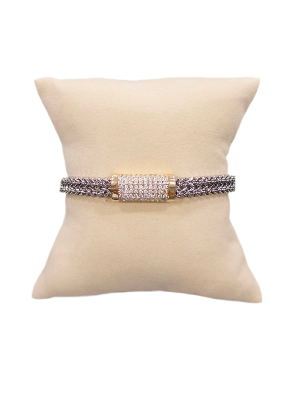 Two Tone CZ Magnet Lock Bracelet