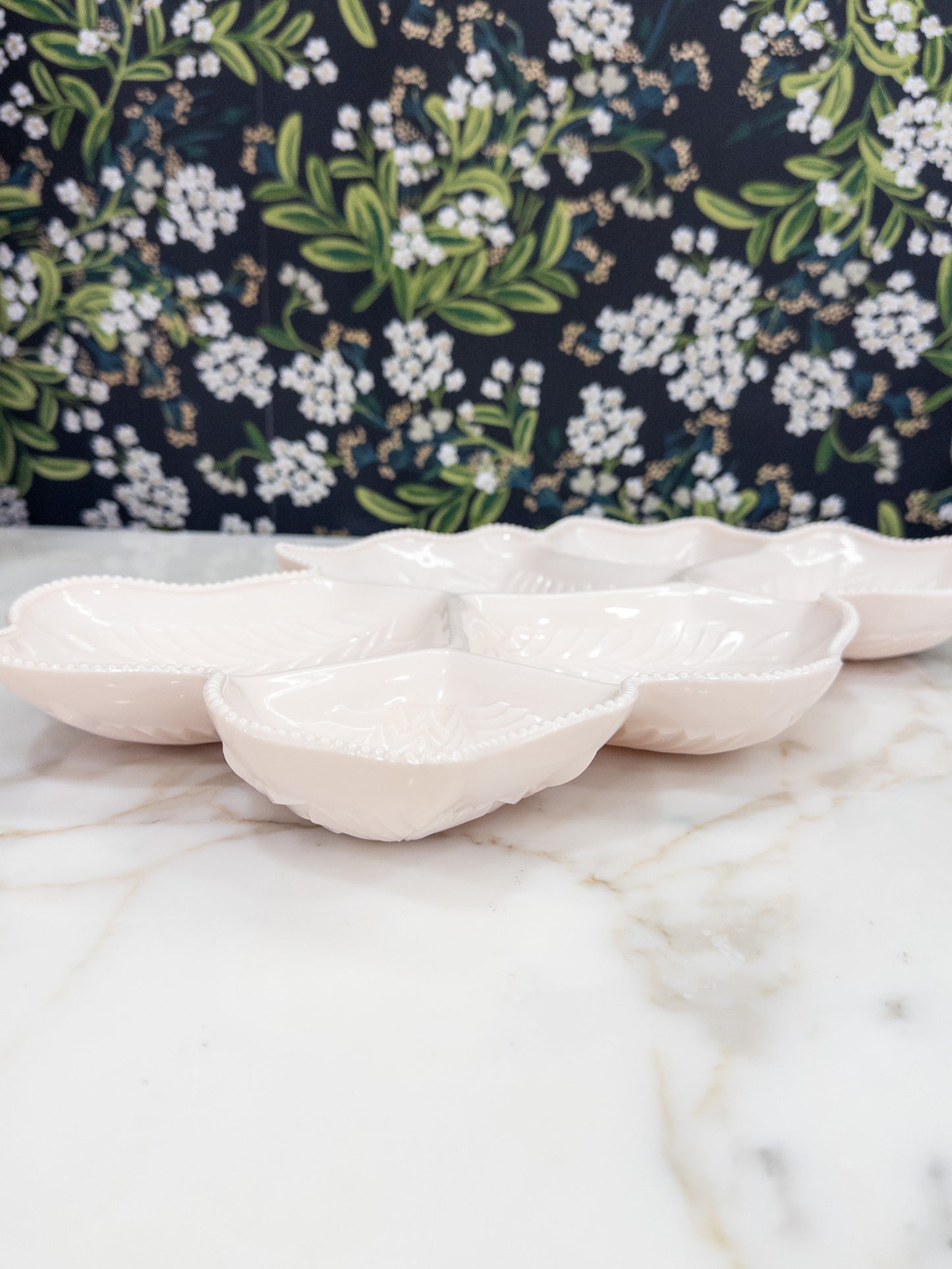 Vintage Jeannette Pink Leaf Platter