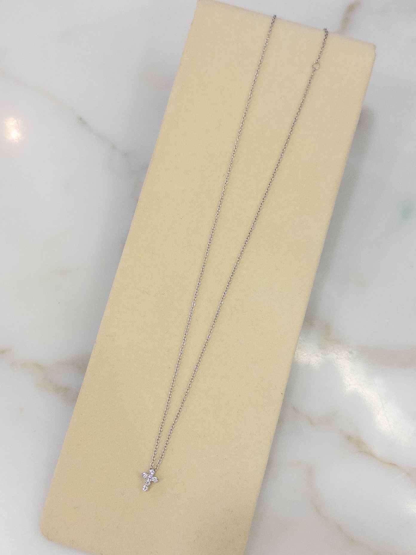 Silver Dainty CZ Cross