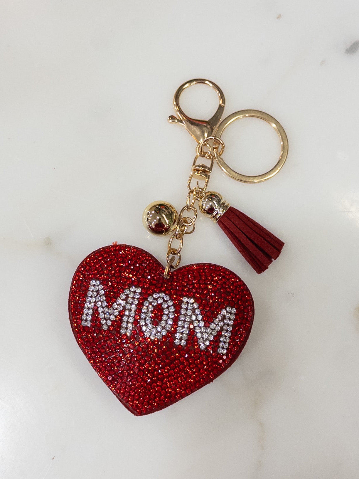 Red Heart Mom Keychain
