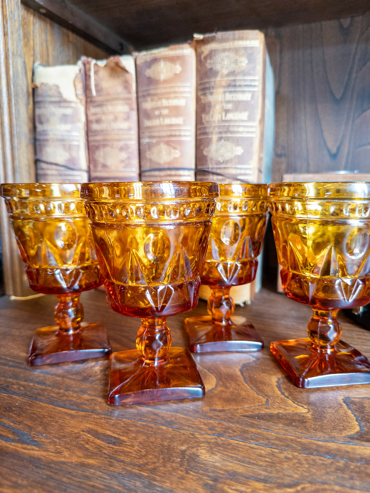 S/4 Vintage Indiana Glass Colony Park Lane Amber