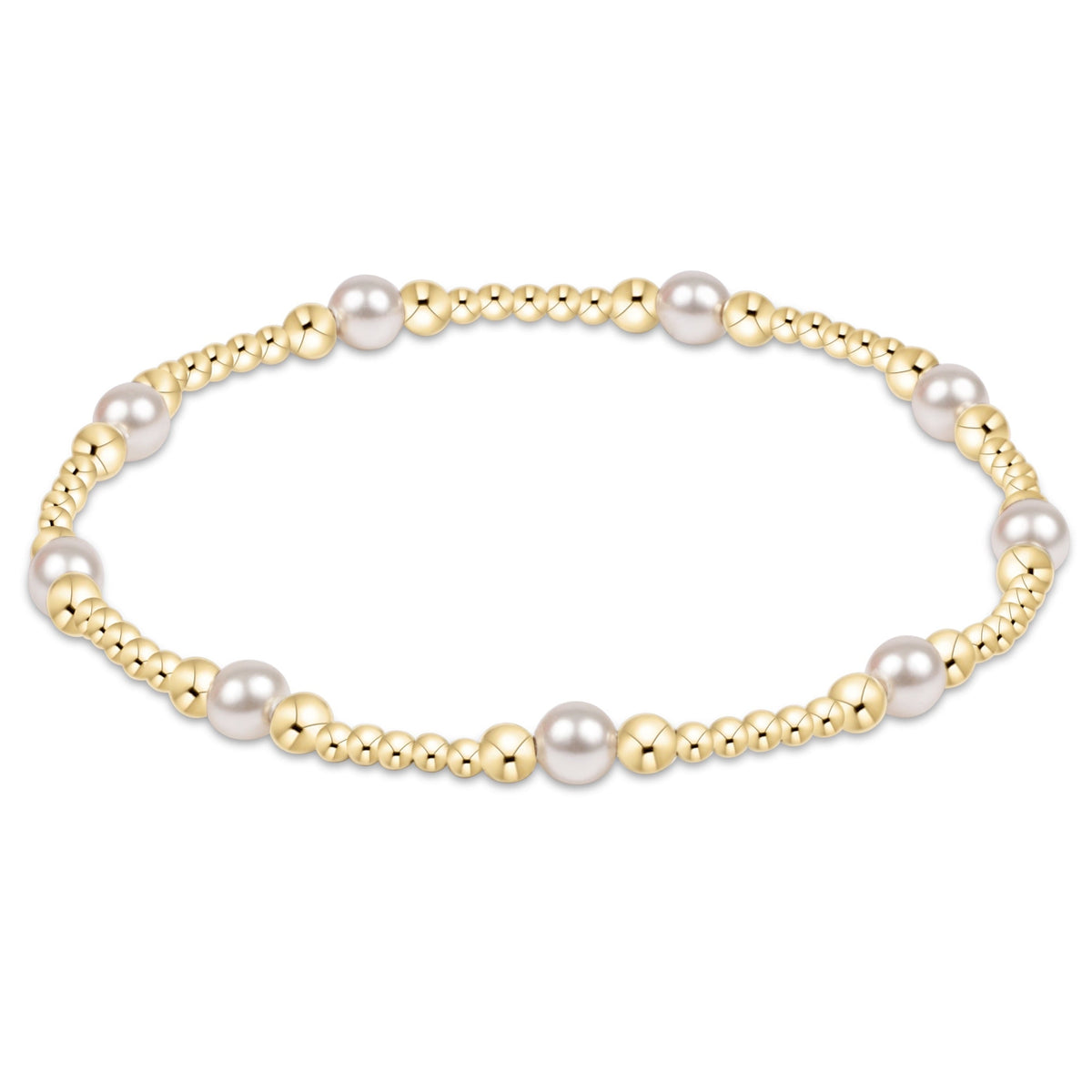 enewton Purpose Pearl 4mm Gold Beaded Bracelet shown flat on a plain white background