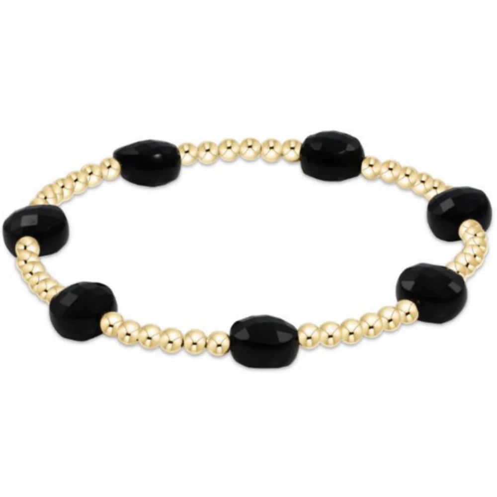 Admire Gold 3mm Bead Bracelet - Faceted Onyx - Extends