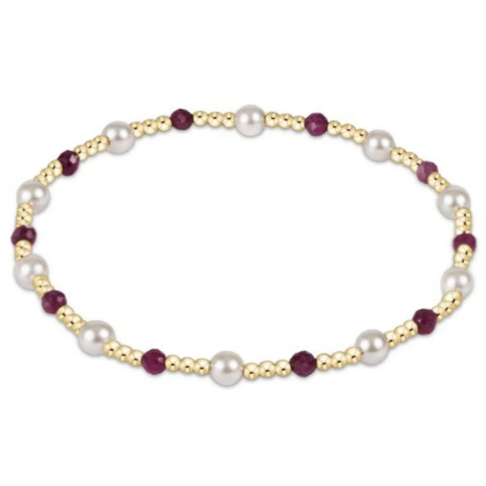 Pearl Sincerity Pattern 4mm Bead Bracelet - Ruby