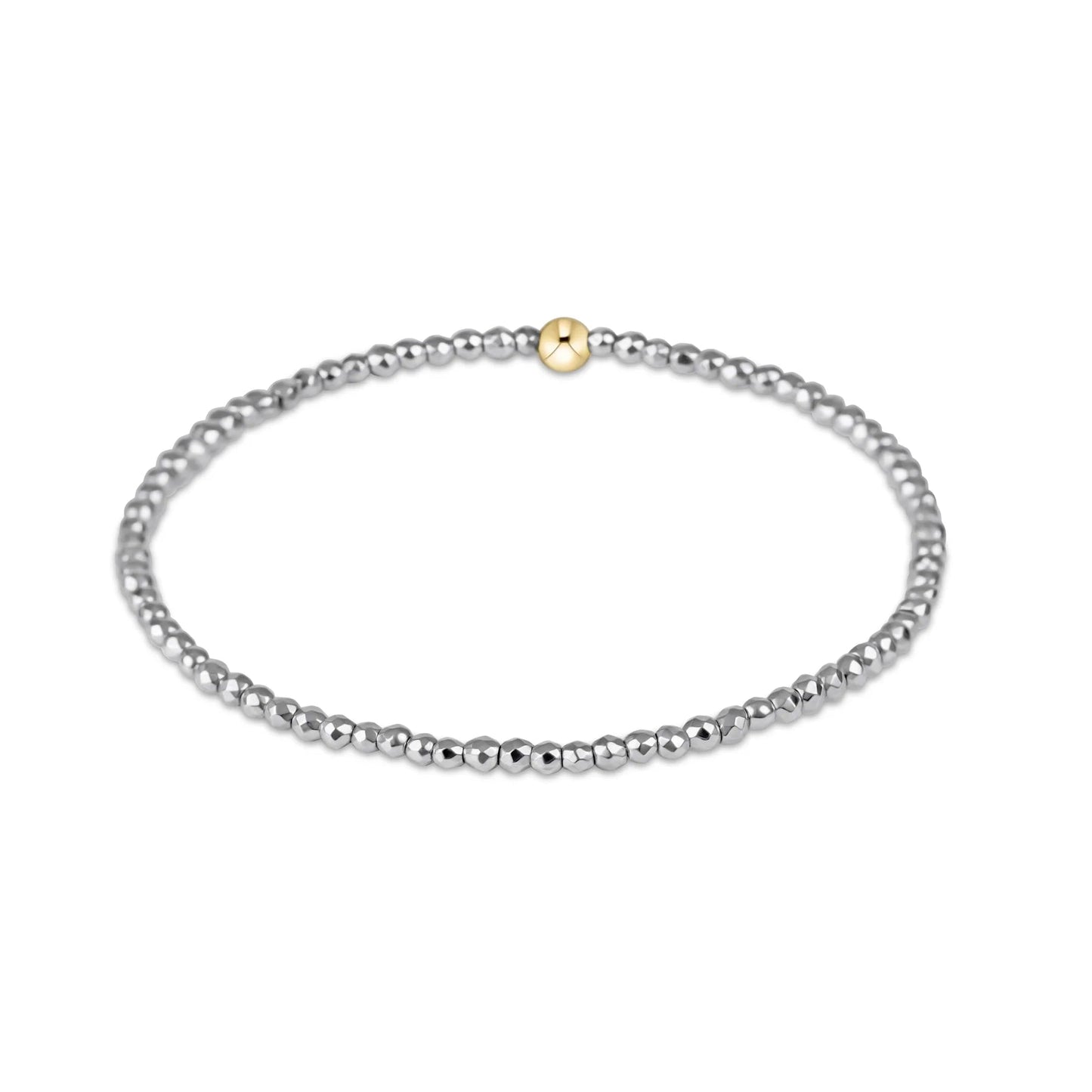 Silver Faceted Hematite 2mm Bead Bracelet