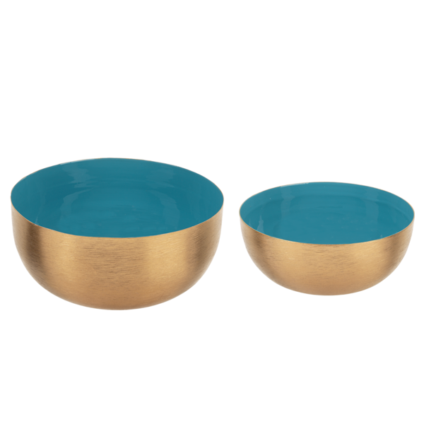 Blue Enamel & Gold Bowl (2 pc. set)
