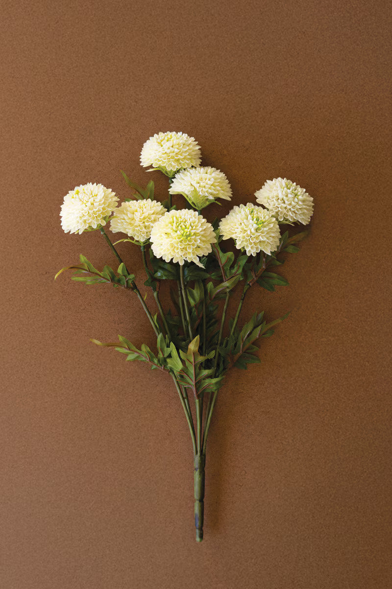 Bundle of 7 Artificial White Ball Dahlias