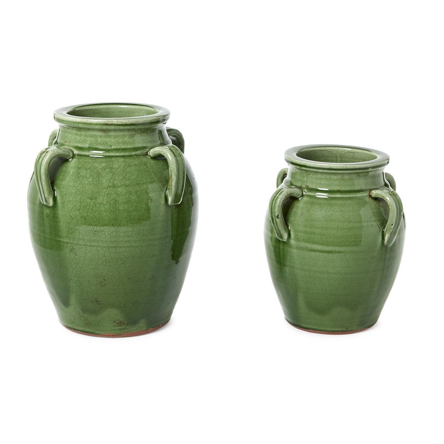 Mediterranean Four Handled Vintage Style Green Glazed Olive Jar (*Two Sizes*)