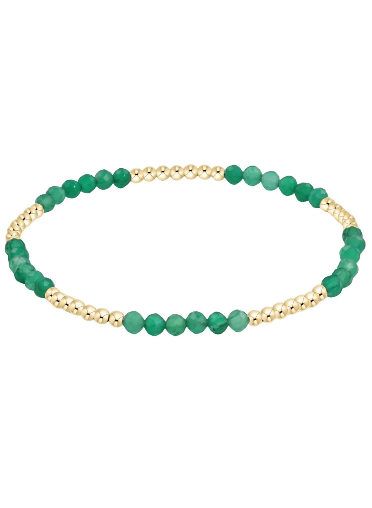 Classic Blissful Pattern 2.5mm Bead Bracelet - Green Onyx