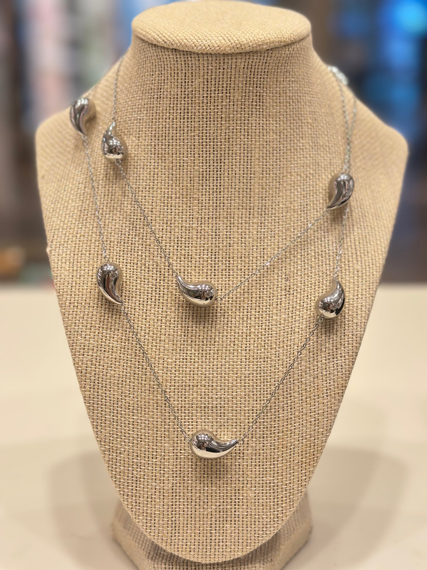 36" Silver Drop Necklace